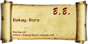 Bakay Bors névjegykártya
